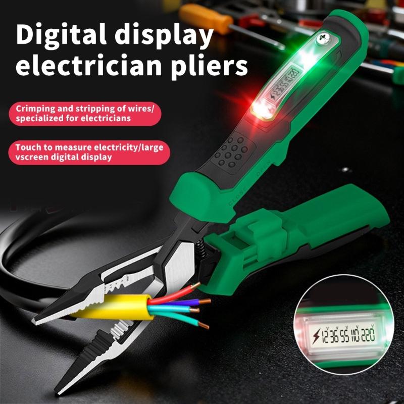 5 IN 1 Stripping Pliers with Electricity Tester Multifunctional Wire Stripping Plier Electrician Crimping Cable Cutting