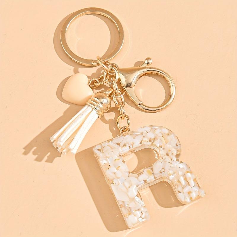 Hot-selling Epoxy Initials Love Tassel Keychain Bag Ornament Buckle Pendant Car Jewelry Clothing Accessories