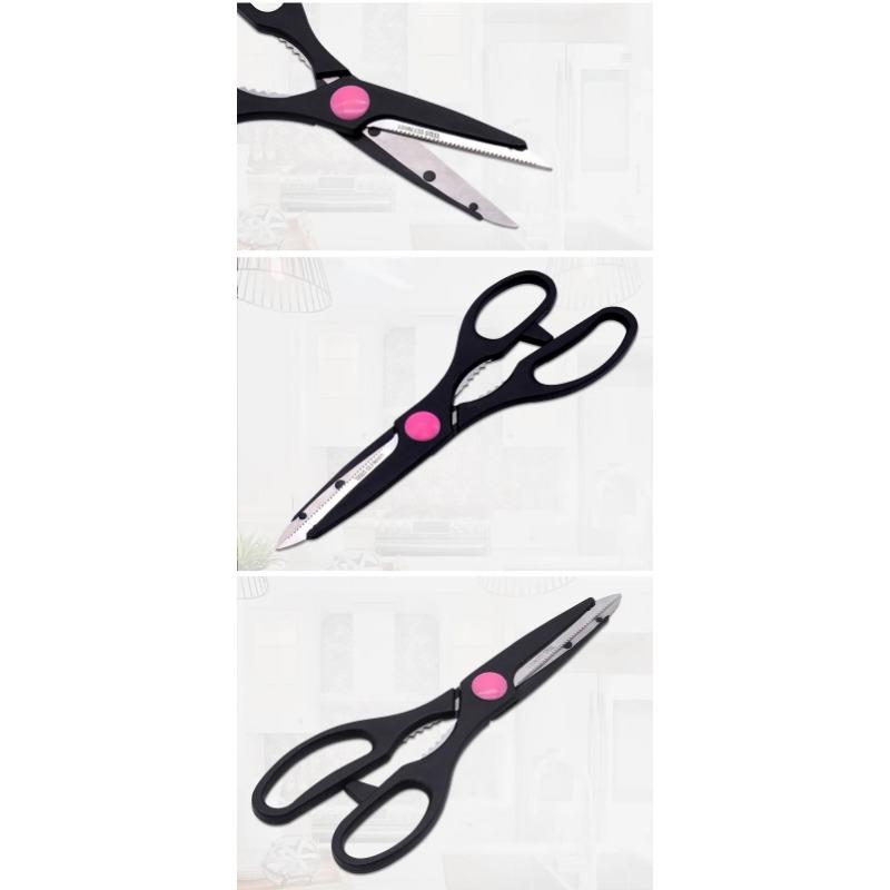 Stainless Steel Sharp Blade PP Effort Saving Handle Multi Functional Household Kitchen Scissors With Beer Bottle Opener