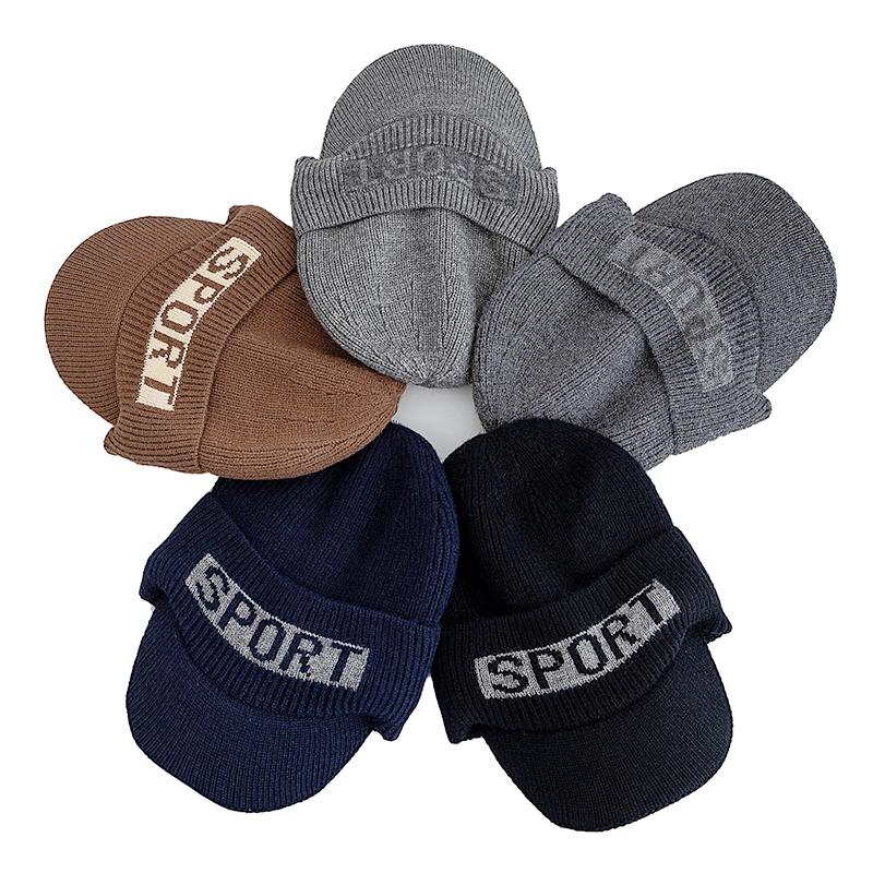 New Style Fashion Winter Hat Fur Lined Beanie Warm Brim Cap Stylish Hats For Men Outdoor Thicken Ski Sports Knitted Warm Hat