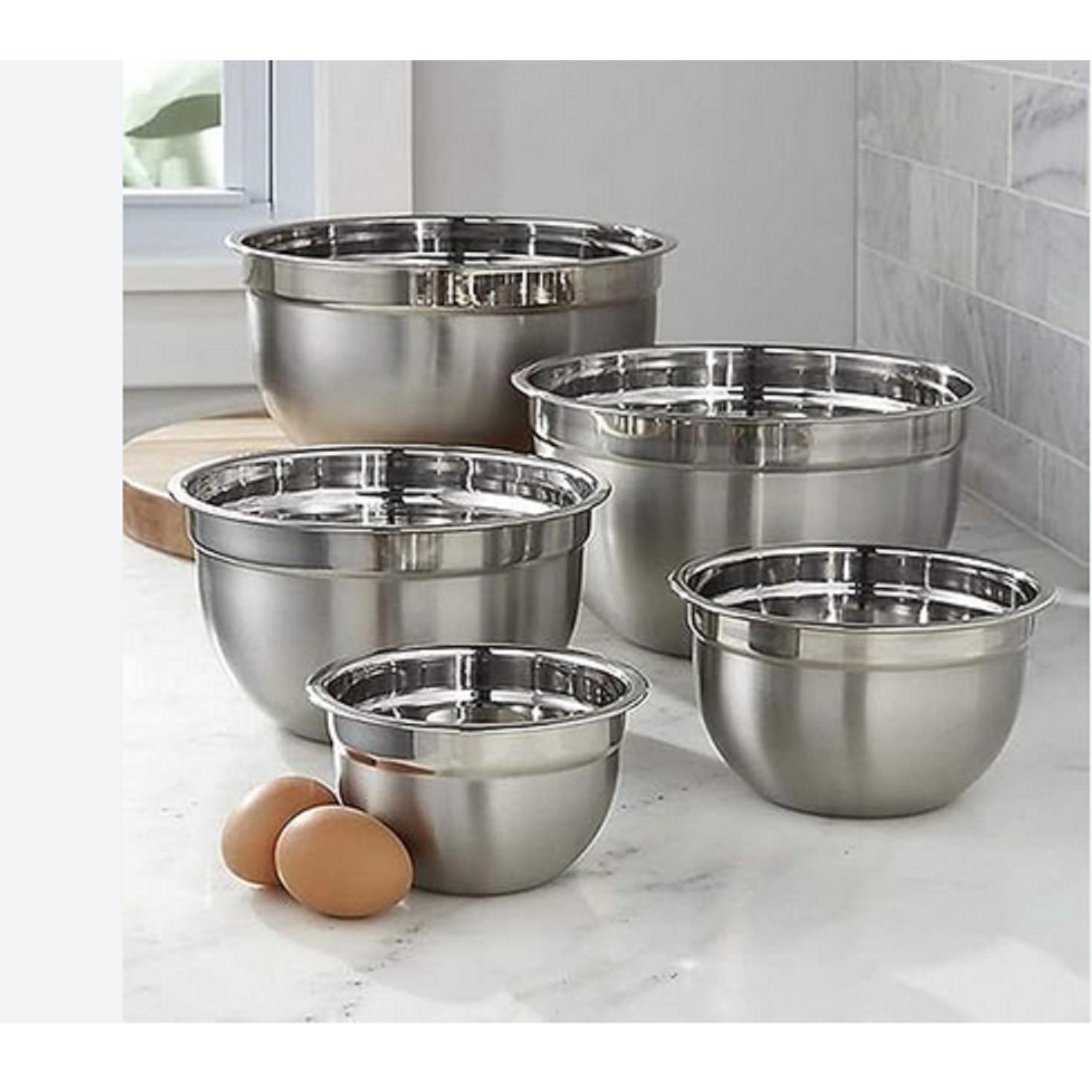

@ Stainless Steel 5 Pcs Bowl Set with Lid Mirror Finishing Classic 2142 Gm Zr-7095-60%Off