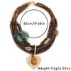 Statement Beads Necklace with Heart Pendant Multi-layer Handmade for Women Trendy Party Jewelry