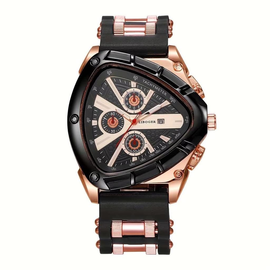 Unique Sports Men Watch High Quality Silicone Strap Auto Date Quartz Watches New Design Wristwatch Gifts For Him