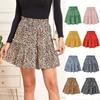 Elegant High Waist Fashion Print Skirt Casual Floral A-line Sexy Skirt Vintage Clothes Sweet  Loose Ruffled Beach Skirt 19743