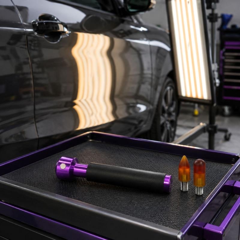 Body Repair Tool Pen with Replaceable Heads, Threaded Top and Rubber Grip for Auto Panel Finishing Task Support
