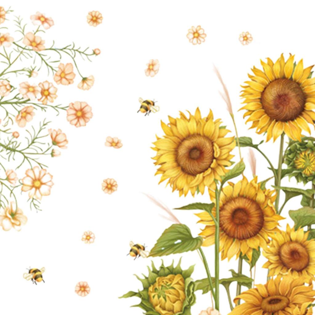 Sunflower Wall Sticker Set Decorative Wallpaper Home Decor Sofa Background PVC Plants Murals Floral