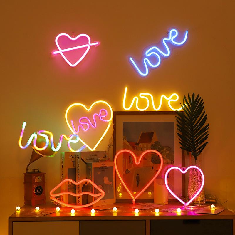 LOVE Neon LED Light - Proposal & Confession Room Decor with USB/Battery Options, Dual Use.