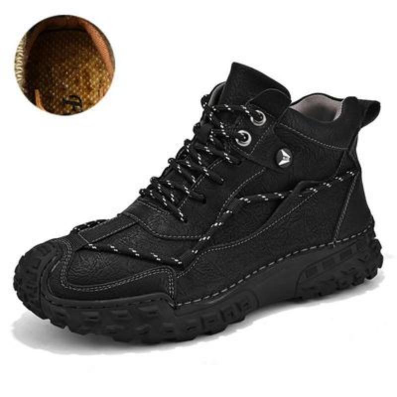 38-46 Übergröße Herren Handgefertigtes Muster Leder Bequeme Weiche Socke Stiefeletten Herbst Winter Herrenstiefel Handgefertigter Lederschuh