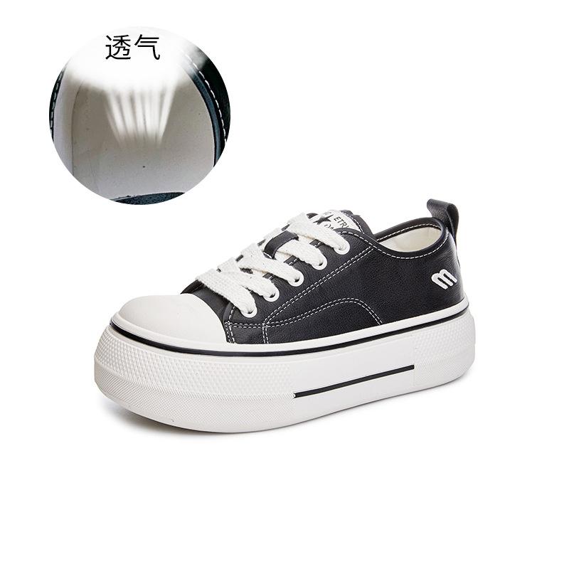 The first layer of cowhide little white shoes for women's 2025 spring new sports women's shoes thick-soled big head shoes for women's versatile