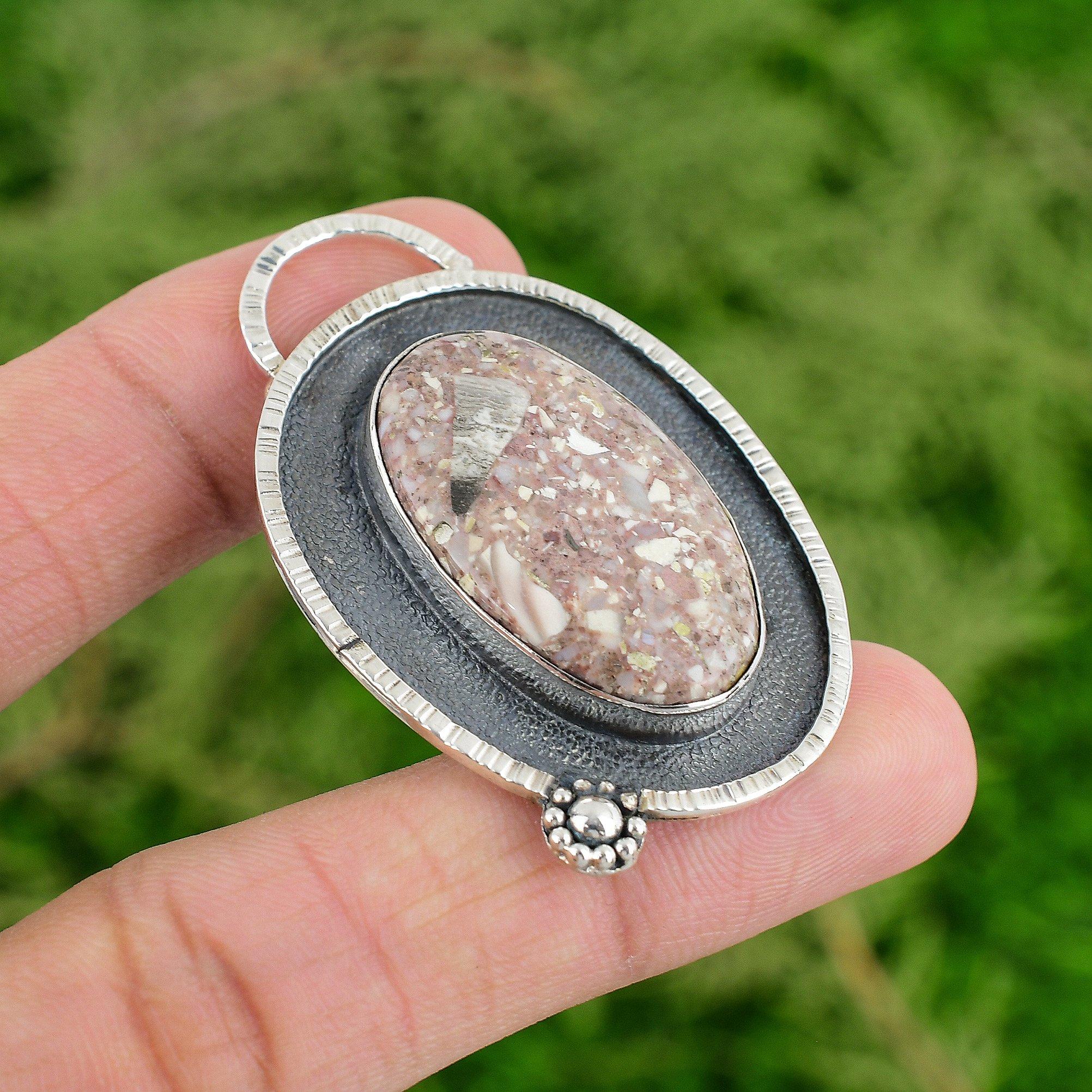 

Red Brecciated Mookaite Stone Mother Bezel Engagement Pendant Sterling Silver