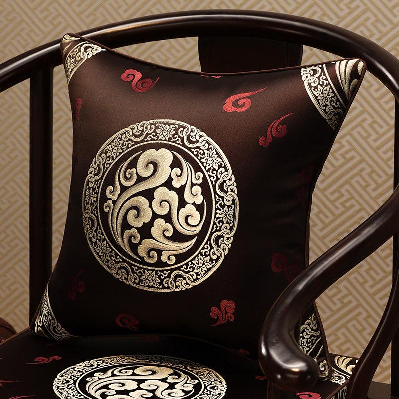 Chinese-Style Jacquard Square Pillow Cover Embroidered Lumbar Pillow Case Sofa Large Backrest Cover Hotel Office Home Decor