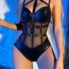 Women’s Sexy PU Leather One-Piece Lingerie Strappy Bodysuit