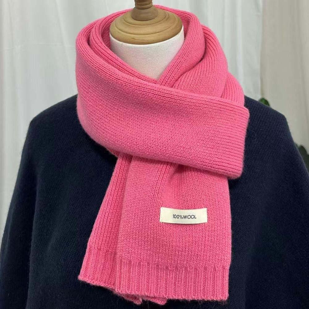 Cold-proof Knitting Wool Scarf Solid Color Winter Warmer Scarf Long Thickened Neckscarf  Winter