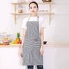 White Black Striped Man Woman Home Restaurant Kitchen Baking Nail Bib Oil Repellent Work Apron 2 Pockets Adjustable Clean Apron