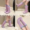Giant Beauty~ Purple Boots Women's Boots Pleated Pile Boots Tall Knight Boots Retro Trendy Versatile Boots Women's Winter