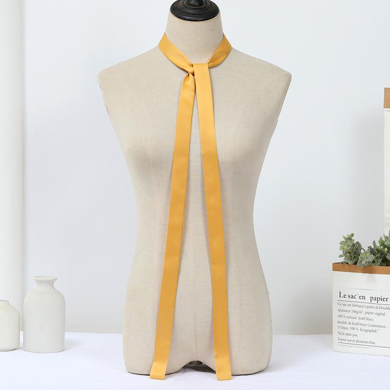 Versatile Solid Color Narrow Scarf: Neckerchief, Hairband, Waistband, and Ribbon Accessory