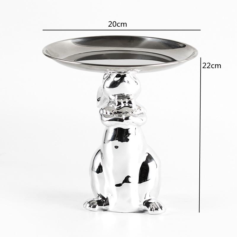 Stainless Steel Mirror Circular Tray, Dolphin, Rabbit Dessert Plate, Snack, Fruit Plate, Metal Tray, Cartoon Animal Decoration