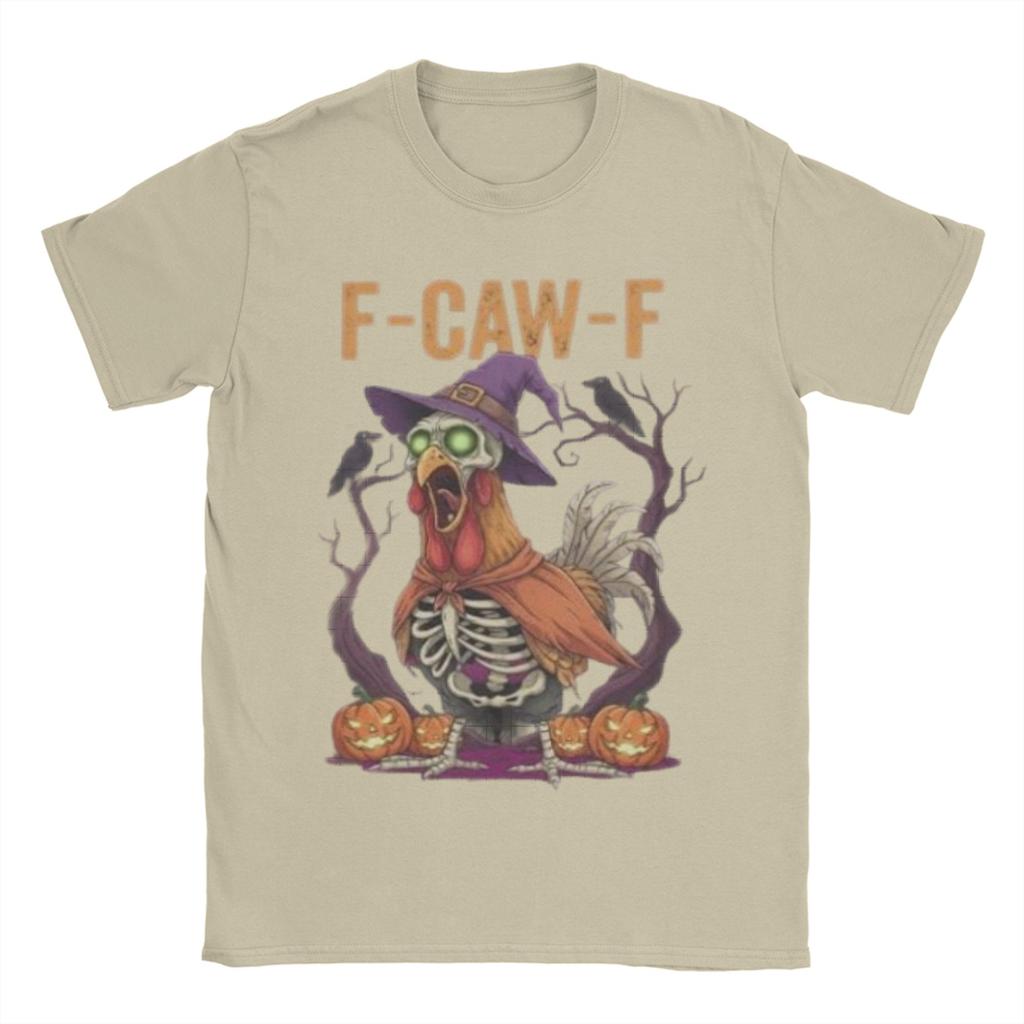 FCawF Rooster FCAWF Funny Skeleton Chicken T Shirts for Men Cotton Vintage TShirt O Neck Tee Shirt Short Sleeve Tops Original