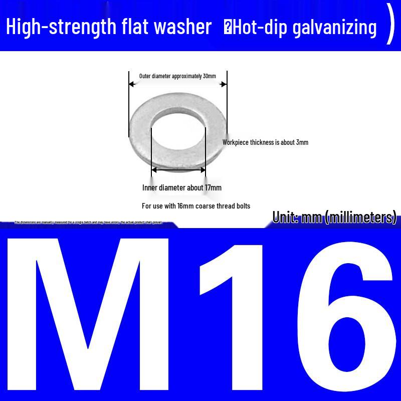 Thickened Hot-Dip Galvanized Washer & Nut Set with Spring Washers, M6-M42