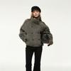 2026 Winter Womens Relaxed Fit Double-Breasted Wool Blend Coat Casual Stand Collar Outerwear Daily Wear