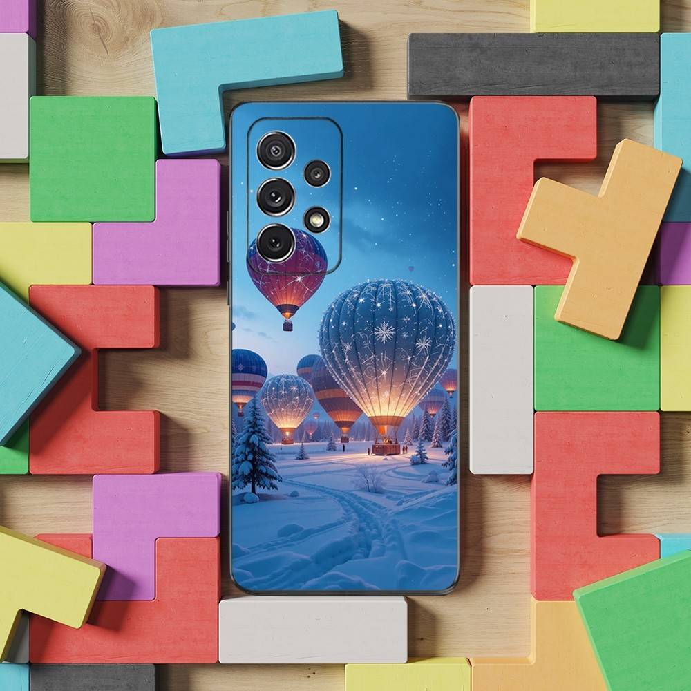 Romantic Hot Air Balloon Phone For Samsung S25,S10,S20,S10,S21,S9,S24,S23,Ultra,FE,Plus,Lite,Soft Silicone Black Cover