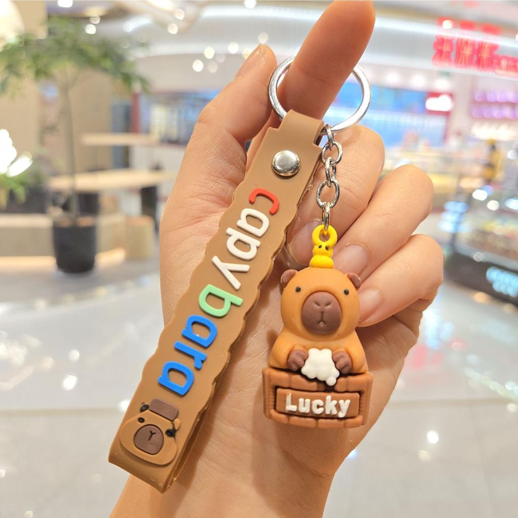 Kapibara Series Doll Keychain, Creative Silicone Water Guinea Pig Key Chain Couple Bag Pendant
