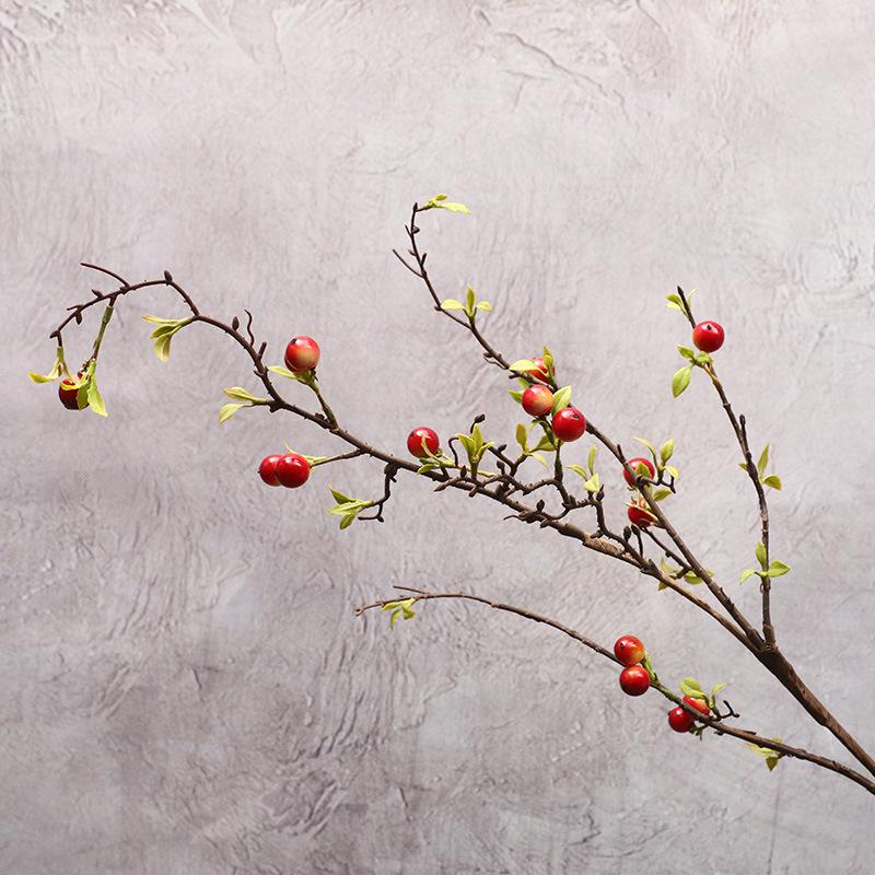 Artificial Flower Apple Branch, Home Decoration Fake Flower Plant Artificial Berry Branch