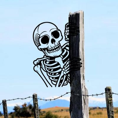 Yousheng Tittande Skelett Gårdsskylt Metall Skelettsilhuett Dekoration Trädgård Halloween Dekor Skelettskylt för Spökhus Gård Veranda Träd Staketstolpe