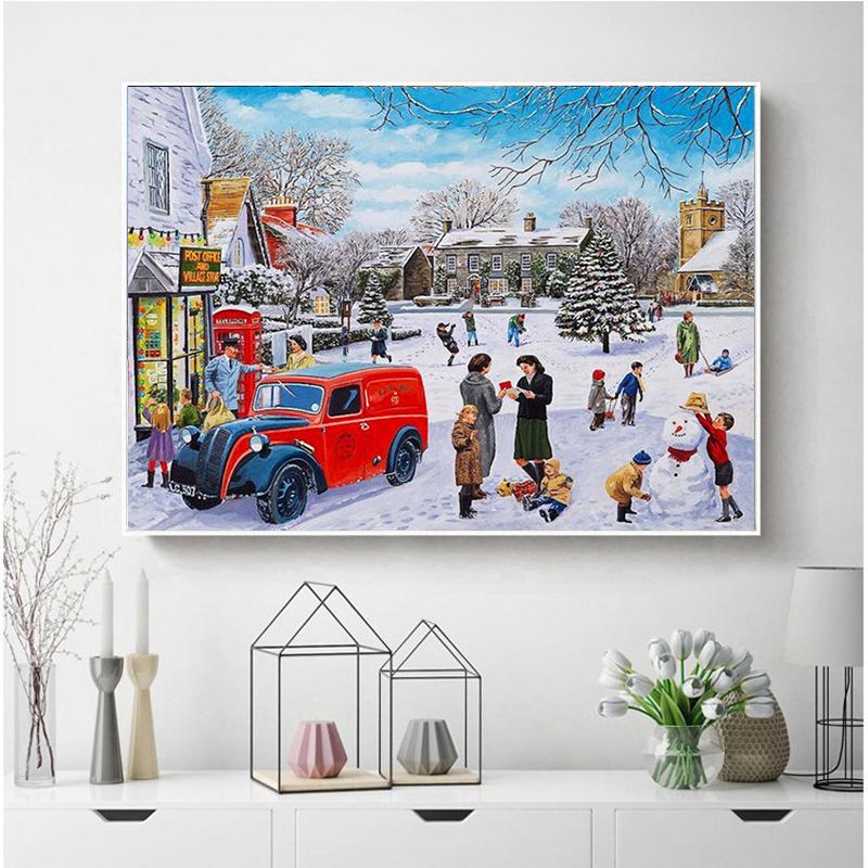 Pełne kwadratowe wiertło diamentowe malowanie 5d boże narodzenie bałwan DIY diamentowy haft ścieg zimowy wystrój domu zimowego prezent