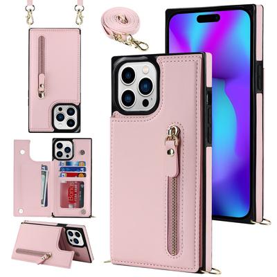 RFID Reißverschluss Geldbörse Lanyard Kartenfach Lederhülle für iPhone 15 14 Pro Max 13 12 Mini 11 X XR XS 7 8 Plus Riemen Crossbody Hülle