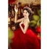 Saia tutu de bolo de vestido de noiva leve nova roupa de fio colorido fotografia de viagem fotografia de rua foto de arte vermelho