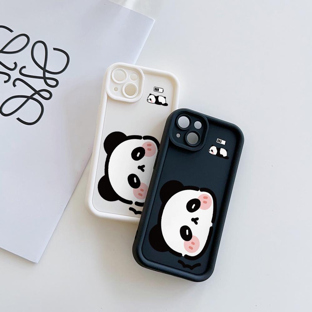 Cute Panda Pattern Soft TPU Phone Case for iPhone 17 Air 16 15 14 Pro Max Plus 13 12 Mini 8 7 X Xs Back Cover