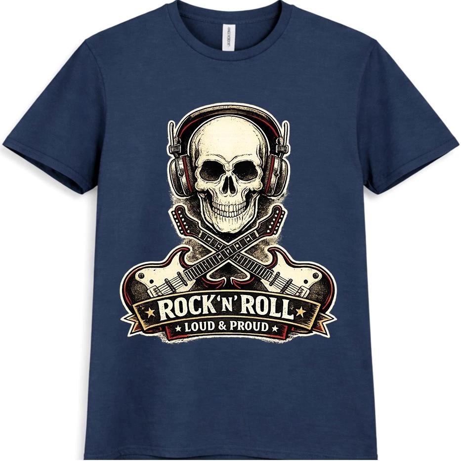 Skull Headphones T-Shirt Music DJ Rock Guitar Lover Gift Tattoo Graphic Tee XXXL