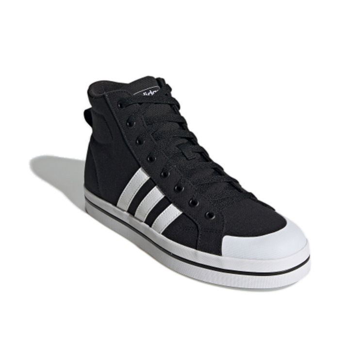 adidas Neo Bravada Mid Canvas Lace-Up Non-Slip High-Top Skate Shoes Men Sneakers Black White FX9064