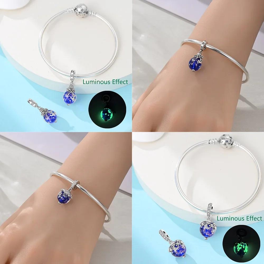 Authentic copper Charm Bead Charms Blue Wishing Bottle Planet Star Shape Sun Crab Eye of Devil Bead Compatible With Bracelets Accessory Gift Diy Jewel