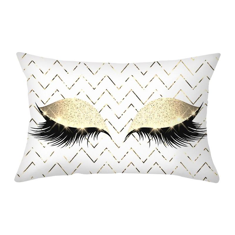 Peach Skin Waist Pillowcase Eyelash Print Cushion Cover Sofa Office Cushion Cover