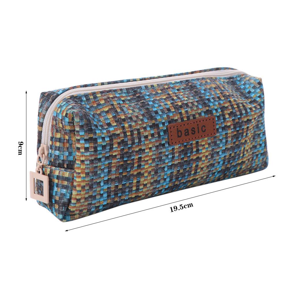INS Simplicity Woven Pencil Case Kawaii Pen Bag Portable Cosmetic Storage Bag  Travel