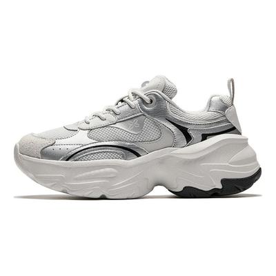 White Wei Comfortable Versatile Wear-Resistant Supportive Increased Height Low-Top Dad Shoes Women Sneaker Silver Gray 922518814-1