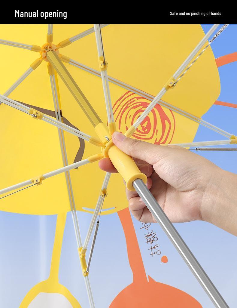 Kids' Safe Transparent Cartoon Umbrella: Automatic, Round-Corner Design for Kindergarten Boys & Girls