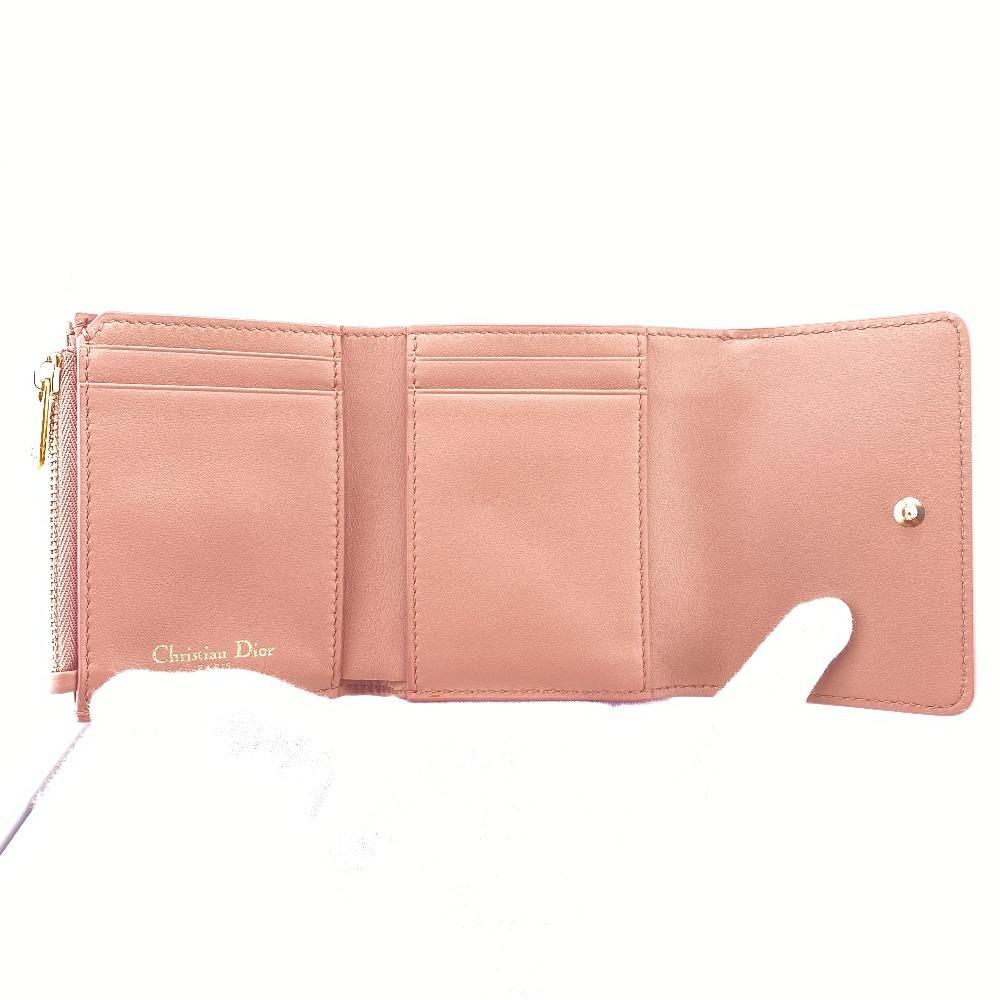 Christian Dior leather 30 Montagne Compact Wallet Tri-fold wallet pink leather Women Used