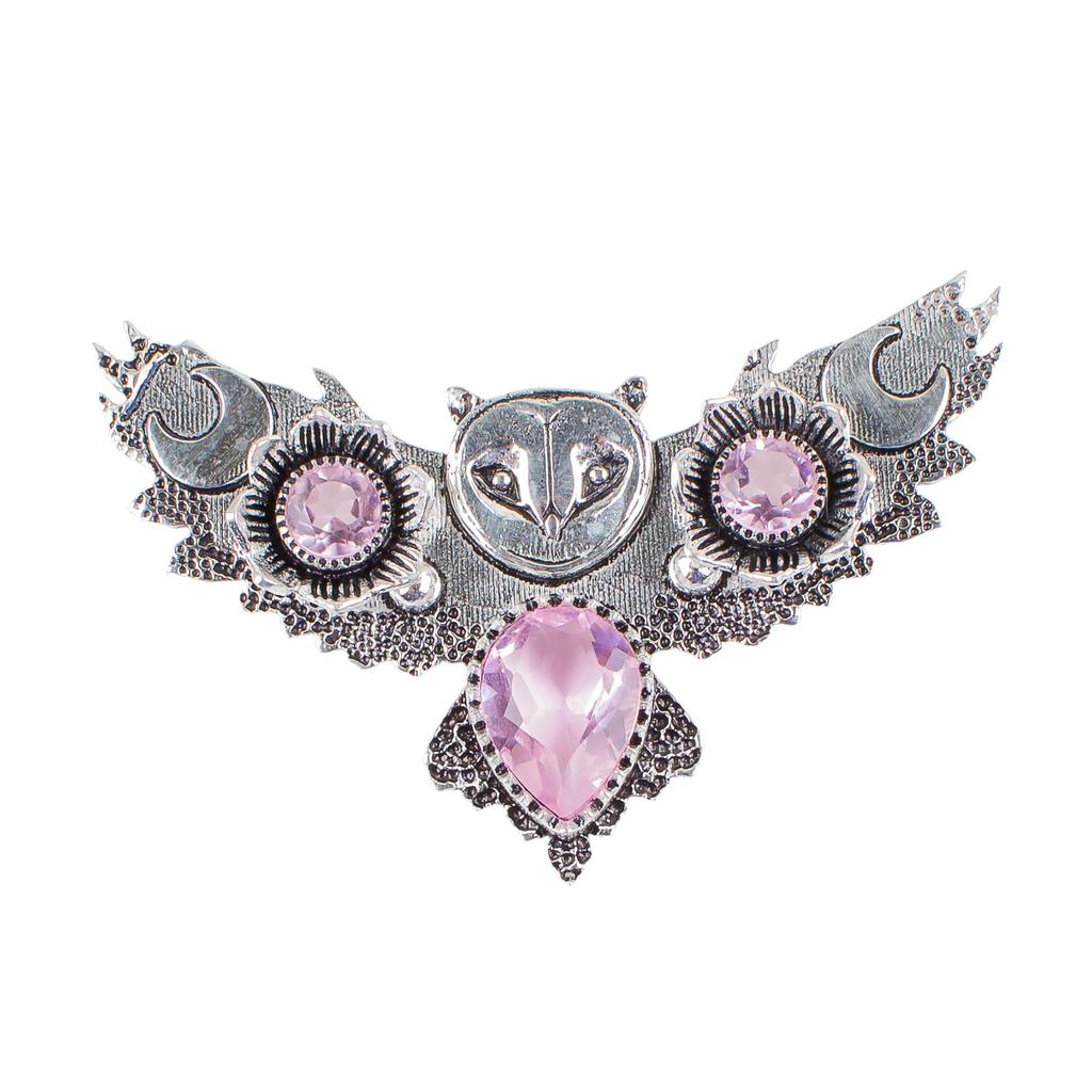 Rosa Morganit Edelstein Silberanhänger, 925 Sterlingsilber Designeranhänger, Juni Geburtsstein Geschenk, Partywear Damenschmuck JCP-8-11