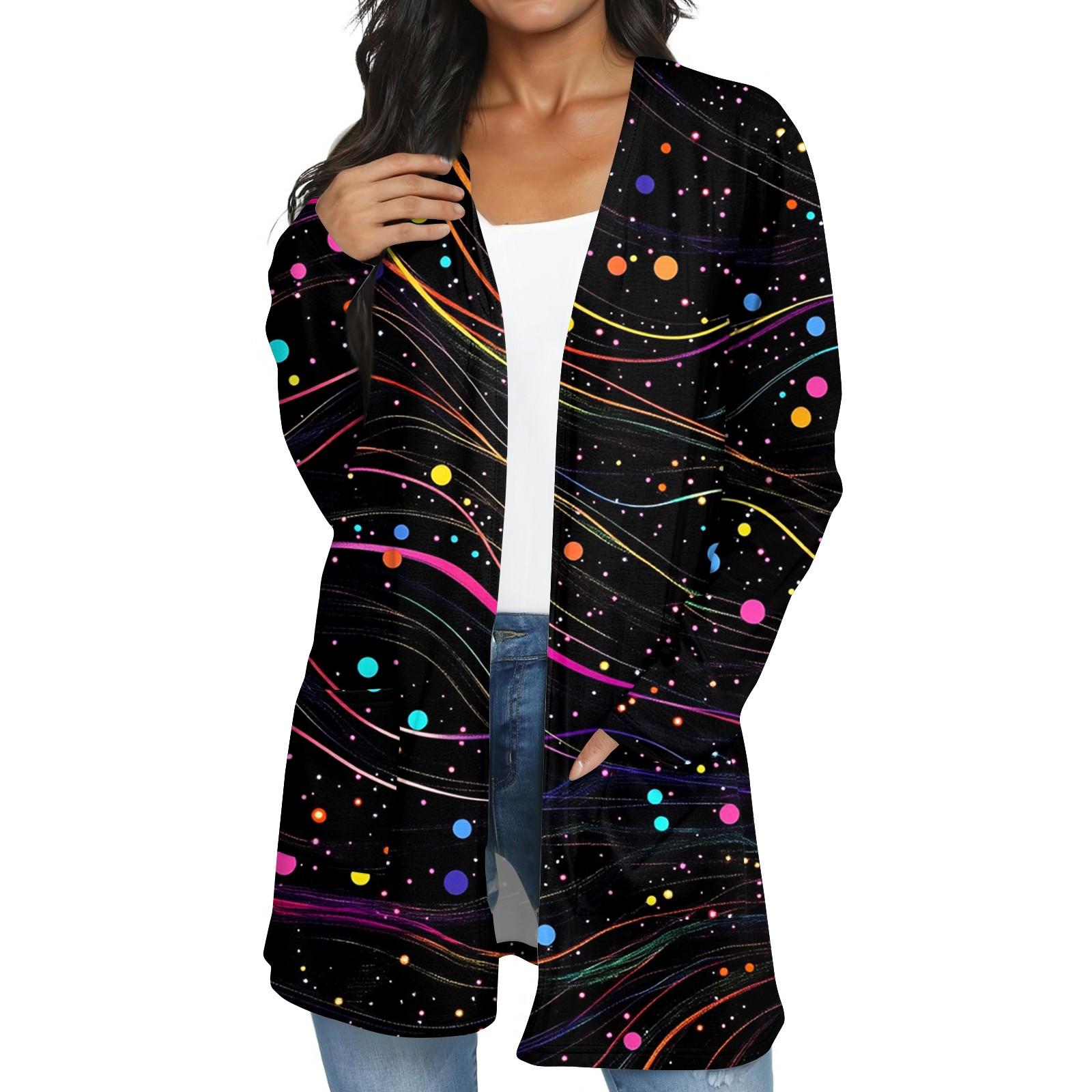 

Женская модная повседневная куртка-кардиган средней длины в стиле ретро с цветочным принтом XXL чёрный