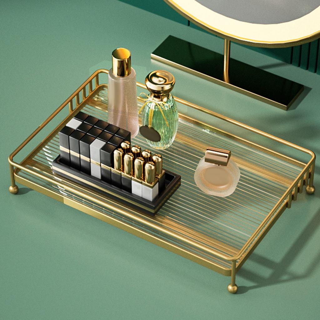 Bathroom Vanity Tray Makeup Organizer Storage Box for Spice Lipstick Dresser Countertop Cosmetic Storage Solution