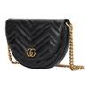Gucci Marmont Gold Vintage Double G With Key Ring Quilted Leather Saddle Bag Chain Bag Single Shoulder Messenger Bag Mini Women'S Black