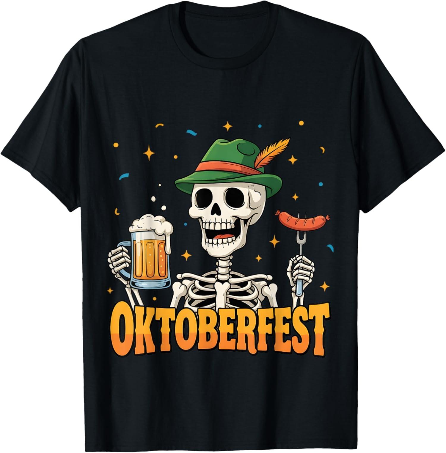 NEW LIMITED Oktoberfest Funny Skeleton Drinking German Beer Tee T-Shirt S-3XL S разноцветный