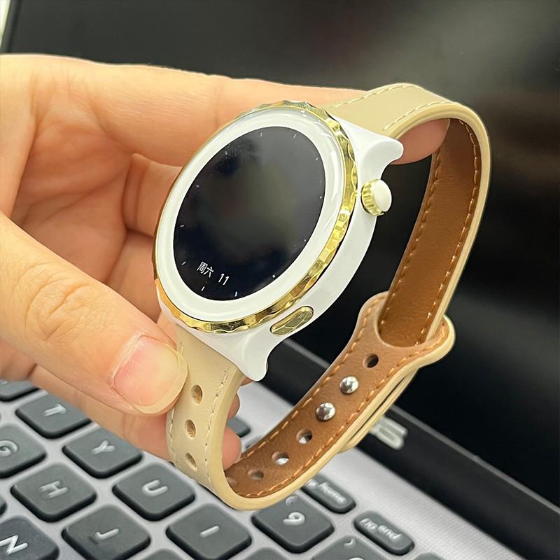 

22mm Universal Replacement Wrist Band Soft Leather Watch Strap Apricot