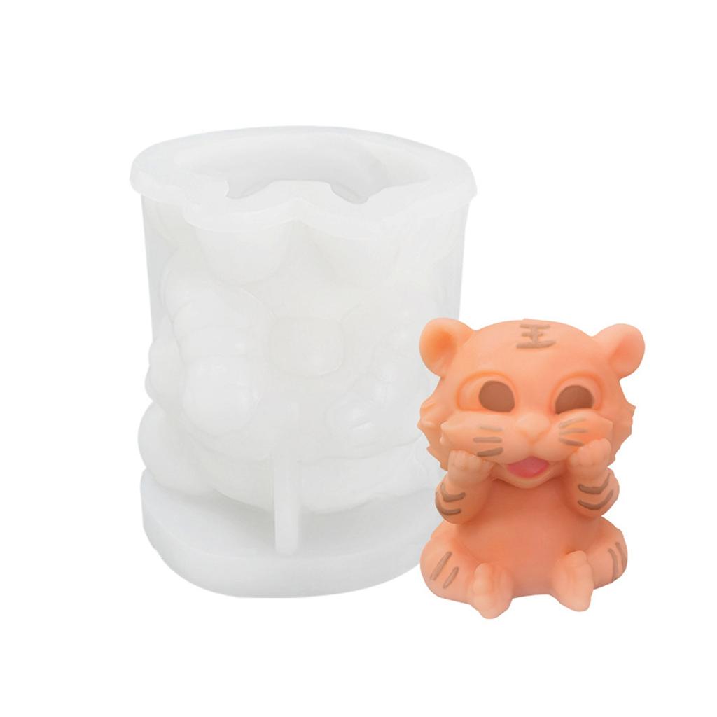 3D süße Tiger Silikonform DIY Tiger Form Eiswürfelform für kreative Kerze Fondant Kuchenform Tier Eis Gitter Moul