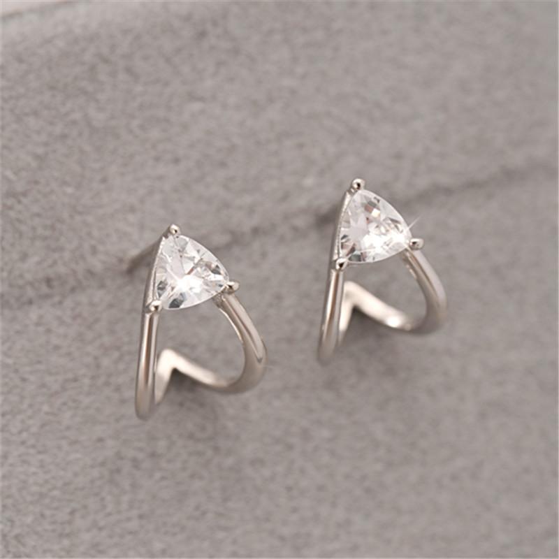 

925 Sterling Silver Plating 14K Hollowed Heart Stud Earrings for Women Clear CZ Cute Piercing Earrings Shiny Jewelry Date Gift срібний