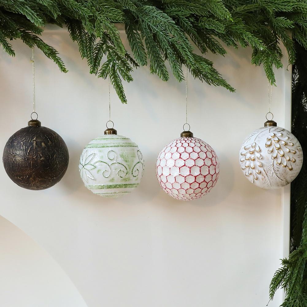 Handcrafted Vintage Style Christmas Ball Ornaments Set of 12 Plastic Balls Designed for Festive Tree and Home Decoration