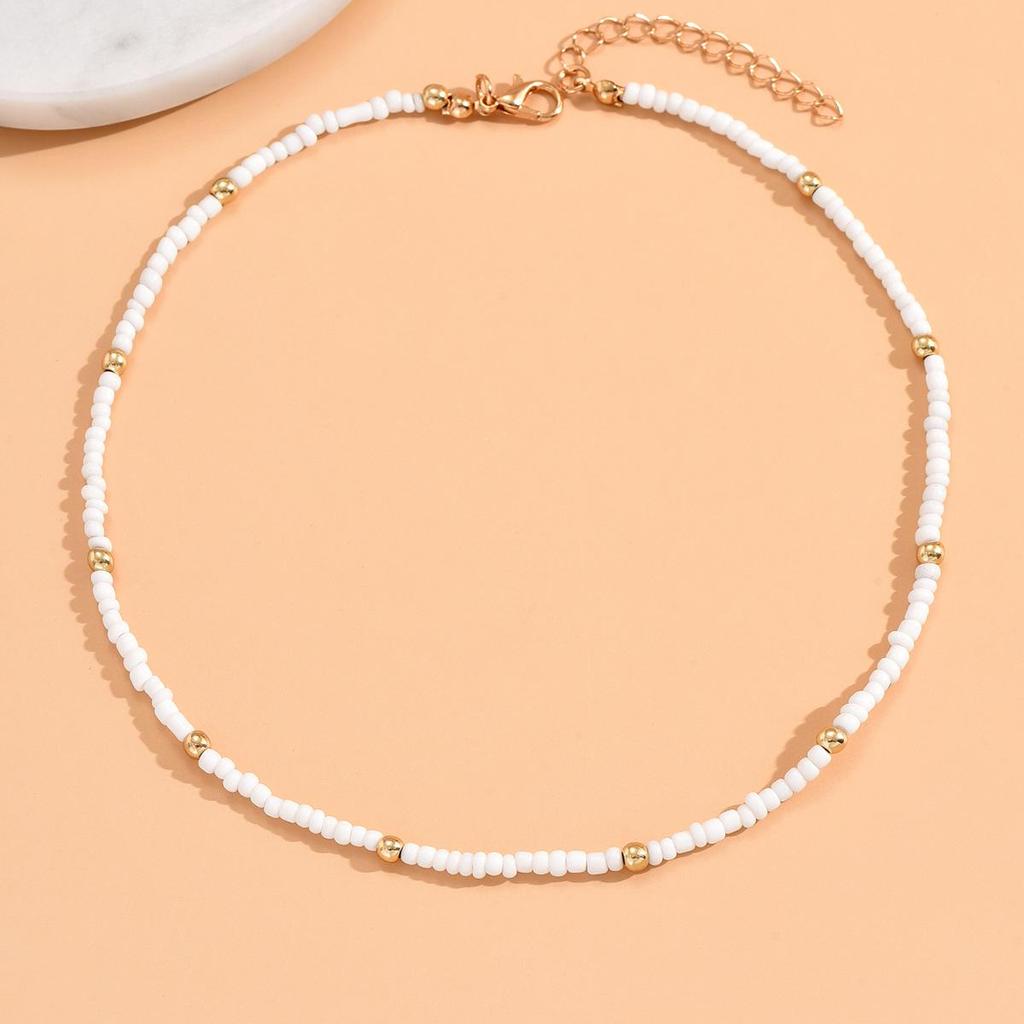 Minimalist Seed Bead Choker Necklace - Trendy Luxury Clavicle Chain Style